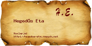 Hegedűs Eta névjegykártya